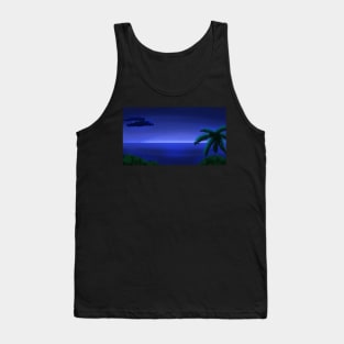 Night Break Beach Scenery - Night Time Anime Landscape Painting Tank Top